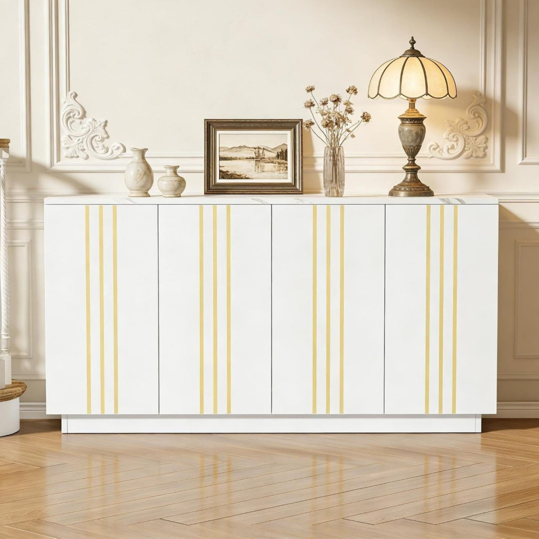 Sideboard in Weiss und Gold mit 4 Tueren bb8687975