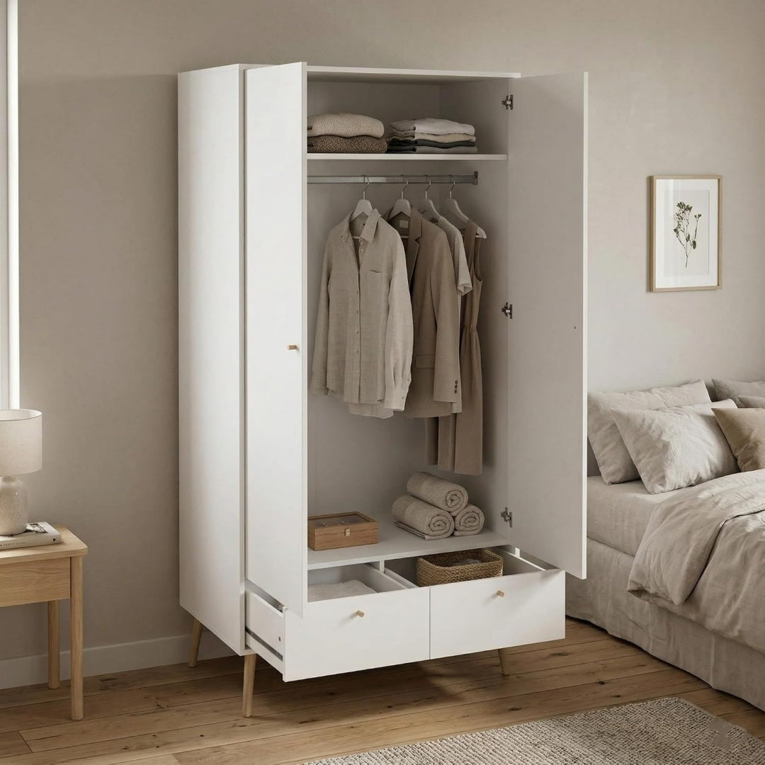 Kleiderschrank mit 2 Tueren und Schubladen ge3914921