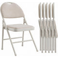 Sechs cremefarbene Faltstuehle mit rundem Lehnenabschluss kt9722903