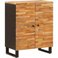 Sideboard in Schwarz und Naturbraun mit einem Metallgestell qv5688318