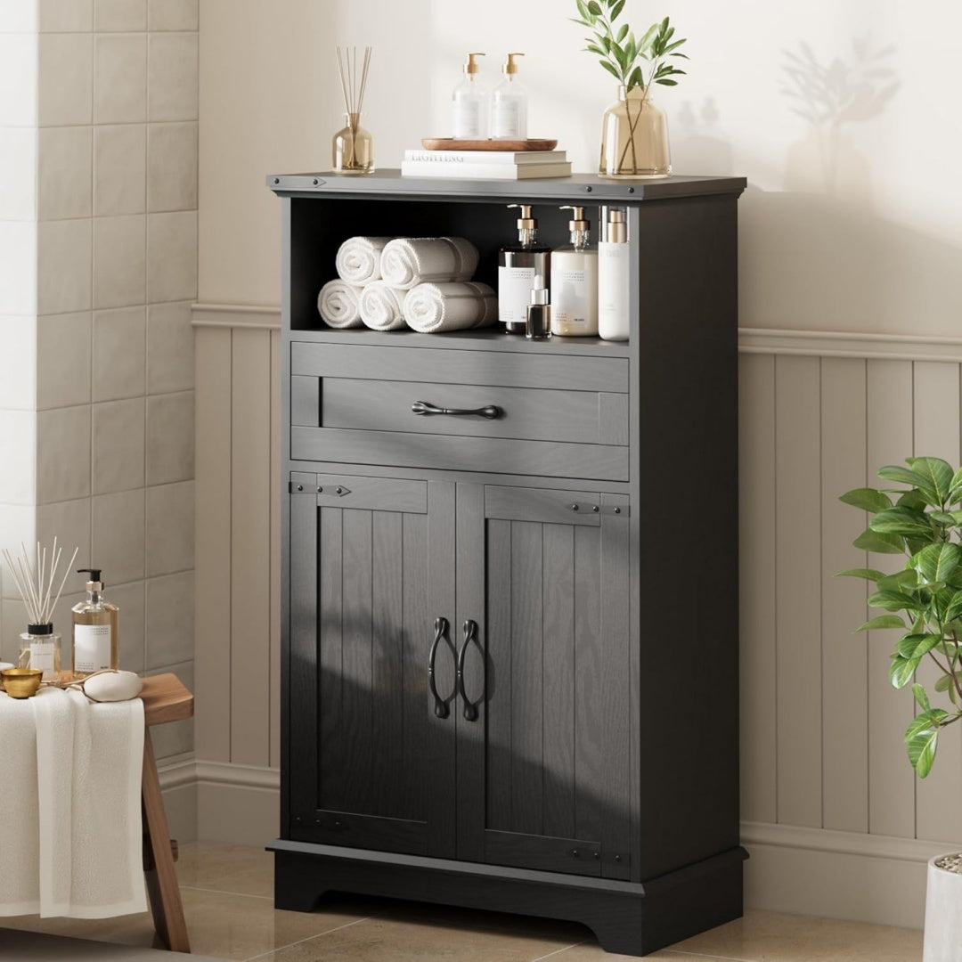 Die Gestaltung von dem Sideboard wird durch Holzwerkstoff gepraegt in Schwarz sv0631847