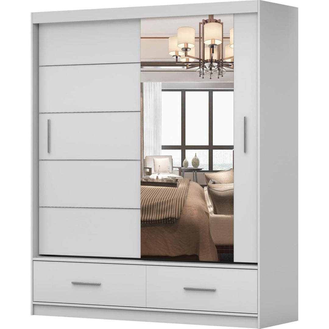 Kleiderschrank mit Schubladen, glaenzenden Oberflaechen und 2 Schubladen wc5417319