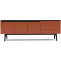 Sideboard aus Massivholz in Schwarz und Orange hq7223369