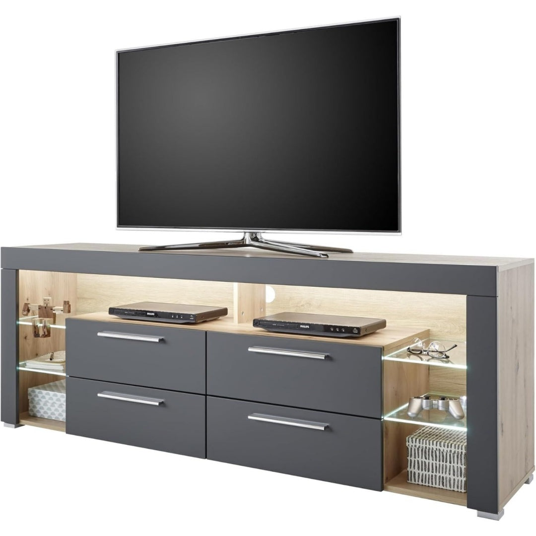 Glasablagen ergaenzen das Medienboard pl8823679